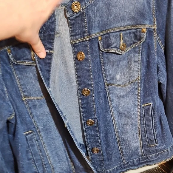 Lane Bryant Blue Studded Jean Jacket - Picture 5 of 8